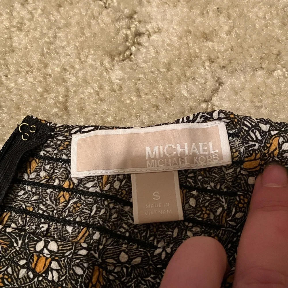 Michael Kors Black and Gold Floral Blouse